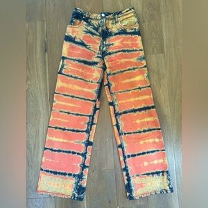 Eckhaus Latta denim tie dye cropped pants